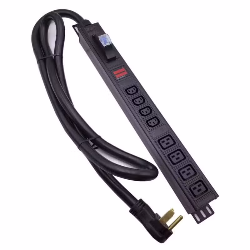 The 8-Way C13 PDU Aluminum is a high-capacity rack-mounted power distribution unit designed for professional IT, networking, and data center applications. Equipped with eight IEC C13 outlets, it provides reliable power to servers, switches, and enterprise-grade devices. Its aluminum casing enhances durability and ensures efficient heat management. Engineered for organized power management, it integrates seamlessly into rack environments, allowing stable and secure operation of critical equipment. This makes it an essential choice for enterprises requiring robust and centralized power solutions. Features: 8 IEC C13 outlets for enterprise equipment Strong aluminum housing for durability Rack-mountable design for easy integration Stable and efficient power delivery 8-Way C13 PDU Aluminum