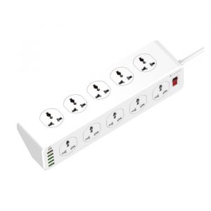 Lightwave EXT-106U Extension Socket – 3P / 10 Way + 6 USB Fast Charging / 2M Cable