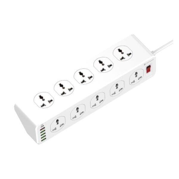 Lightwave EXT-106U Extension Socket – 3P / 10 Way + 6 USB Fast Charging / 2M Cable
