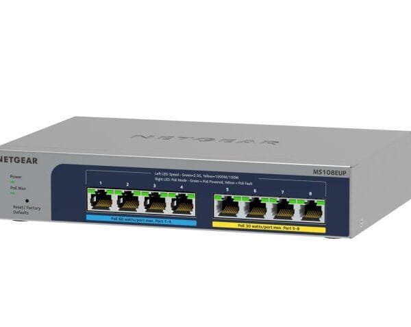 NETGEAR MS108EUP-100EUS 8-Port Ultra60 PoE+ Multi-Gigabit Plus Switch