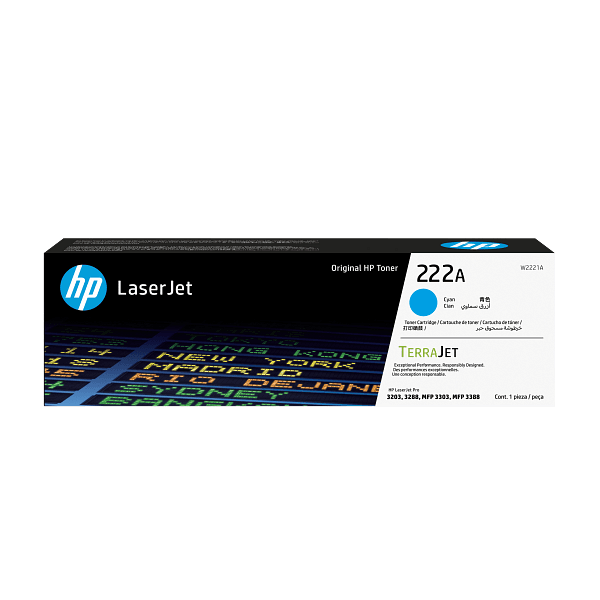 HP 222A Cyan Original LaserJet Toner Cartridge - W2221A