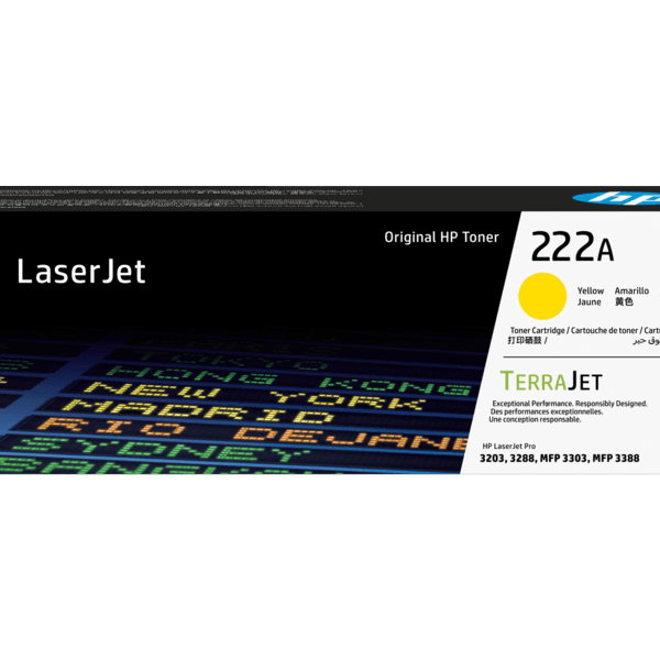 HP 222A Yellow Original LaserJet Toner Cartridge - W2222A