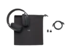 In the Box Wireless headset USB-C receiver (for versions with receiver) USB-A adapter (for versions with receiver) (Only use the USB-A adapter with the provided headset) USB-C charging cable Travel Bag User documentation