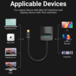 Vention Mini DisplayPort (Mini DP) to VGA Converter – 0.15M Black (HBDBB) - Image 2