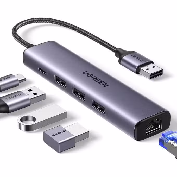 Ugreen USB-A 3.0 to RJ45 Gigabit Ethernet + USB-A 3.0 Adapter - UG-60554 Ugreen USB-A 3.0 to RJ45 Gigabit Ethernet + USB-A 3.0 Adapter - UG-60554