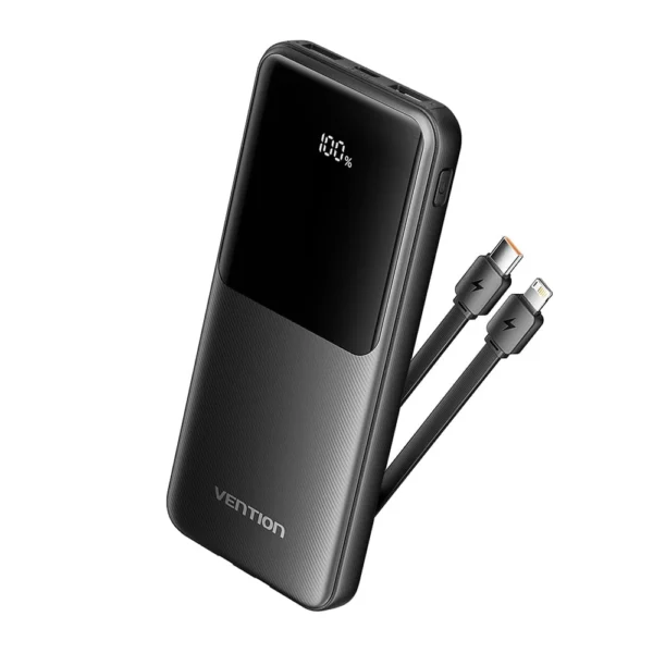 Vention FHOB0 10000mAh 22.5W Power Bank with Built-in USB-C & Lightning Cables