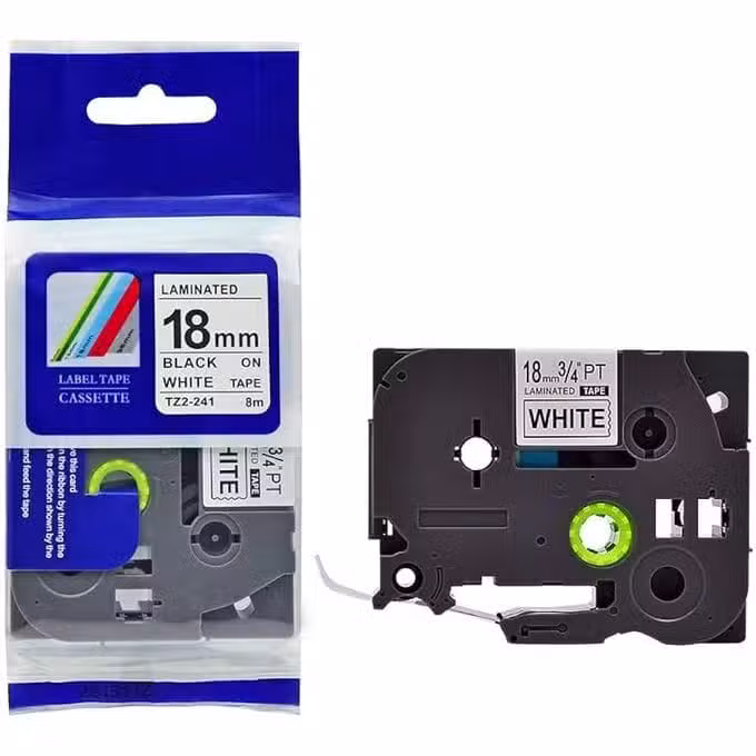 Brother TZ2-241 18mm x 8m Black on White Laminated Label Tape Brother TZ2-241 18mm x 8m Black on White Laminated Label Tape