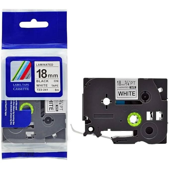 Brother TZ2-241 18mm x 8m Black on White Laminated Label Tape Brother TZ2-241 18mm x 8m Black on White Laminated Label Tape