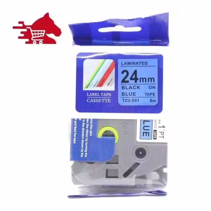 Brother TZ2-551 24mm Black on Blue Laminated Tape (8m)