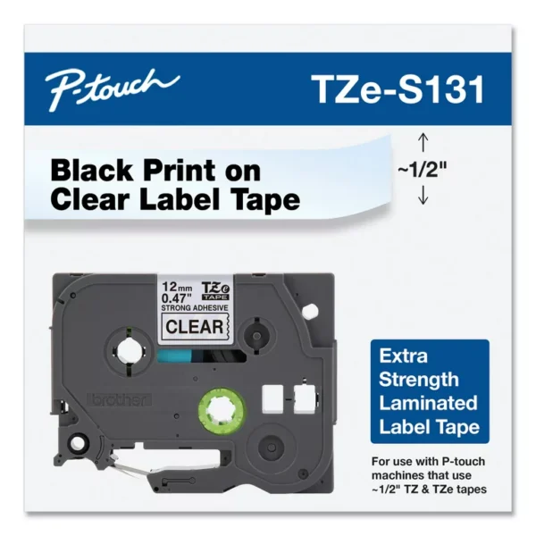 Brother WZC-s131 12mm Black on Clear Laminated Label Tape