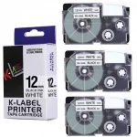 Byz-12we Compatible Casio Label Tape, 12mm x 8m, Black on White