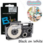 Byz-12we Compatible Casio Label Tape, 12mm x 8m, Black on White Byz-12we