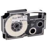Casio PT-12WE 12mm x 8m Black on White Label Tape PT-12WE