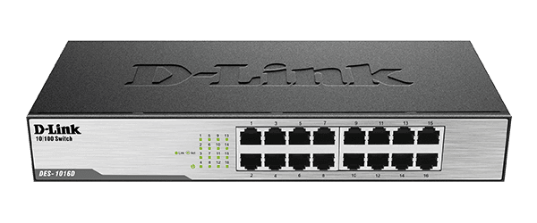 D-Link DES-1016D 16-Port 10/100Mbps Unmanaged Desktop Switch
