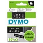Dymo 45013 Compatible Label Tape, Black on White, 12mm x 7m 45013