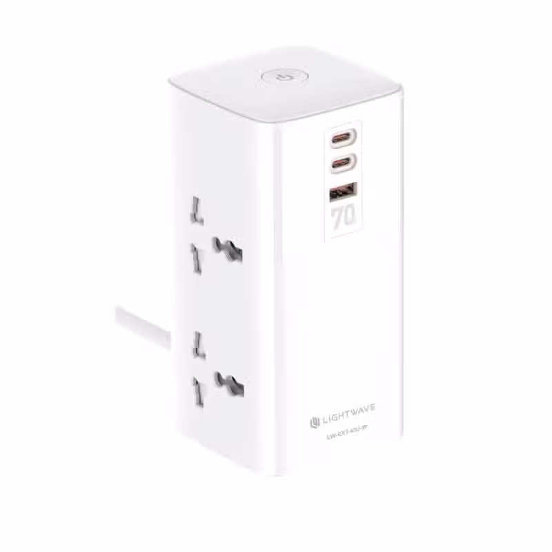 Lightwave EXT-42C1U-3P Extension Socket 4-Way 2xUSB-C 1xUSB-A 3m