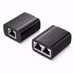 Vention IPTB0 RJ45 Splitter Adapter, 1-to-2 Female, Black PVC