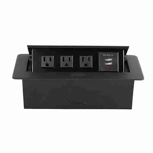 Nexa Black Pop-up Multifunction Socket, 2x Universal, HDMI/VGA/USB-C/CAT6