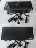 Nexa Black Pop-up Multifunction Socket with 2x Universal AC, HDMI, VGA, and Dual CAT6