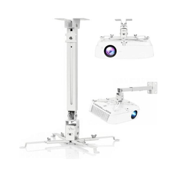 Universal Heavy-Duty Projector Ceiling Mount - 43-65cm Adjustable, 20kg Capacity