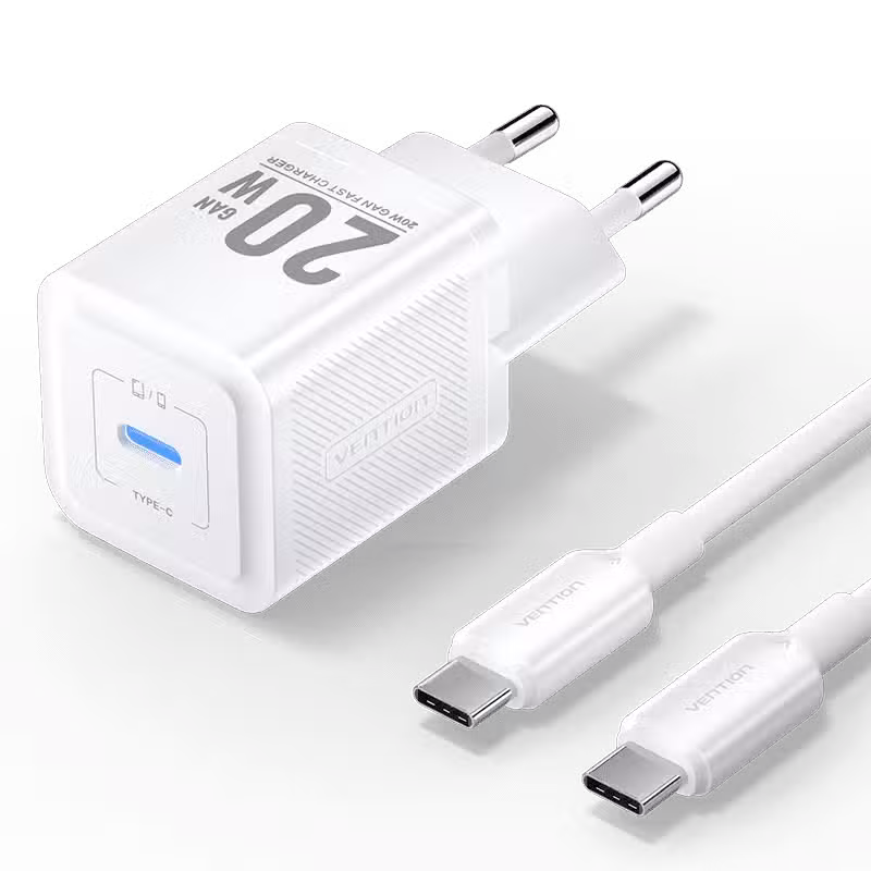 Vention FEPB0-UK 20W GaN USB-C Charger UK Plug