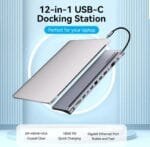 Vention 12-in-1 USB-C Docking Station - DP/HDMI/VGA, 100W PD, Gigabit Ethernet THSHC