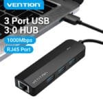 Vention CHNBB 3-Port USB 3.0 Hub with Gigabit Ethernet Adapter CHNBB