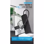 Vention CHTBB 4-Port USB 3.0 Hub 2-in-1 USB-C/A 0.15M CHTBB