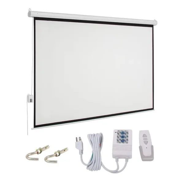 Universal 100-inch Electric Wall Projector Screen, 4:3 Ratio, Motorized