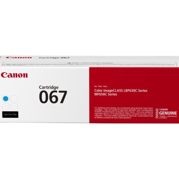 Canon 067 Cyan Toner Cartridge 1,250 Page Yield 5101C002AA