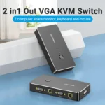 Vention 2-Port VGA KVM Switch 1920x1440 USB 2.0 Black Metal- DBEB0 - Image 2
