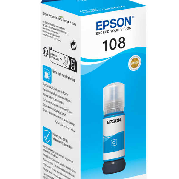 Epson 108 Cyan EcoTank Ink Bottle 70ml C13T09C24A C13T09C24A