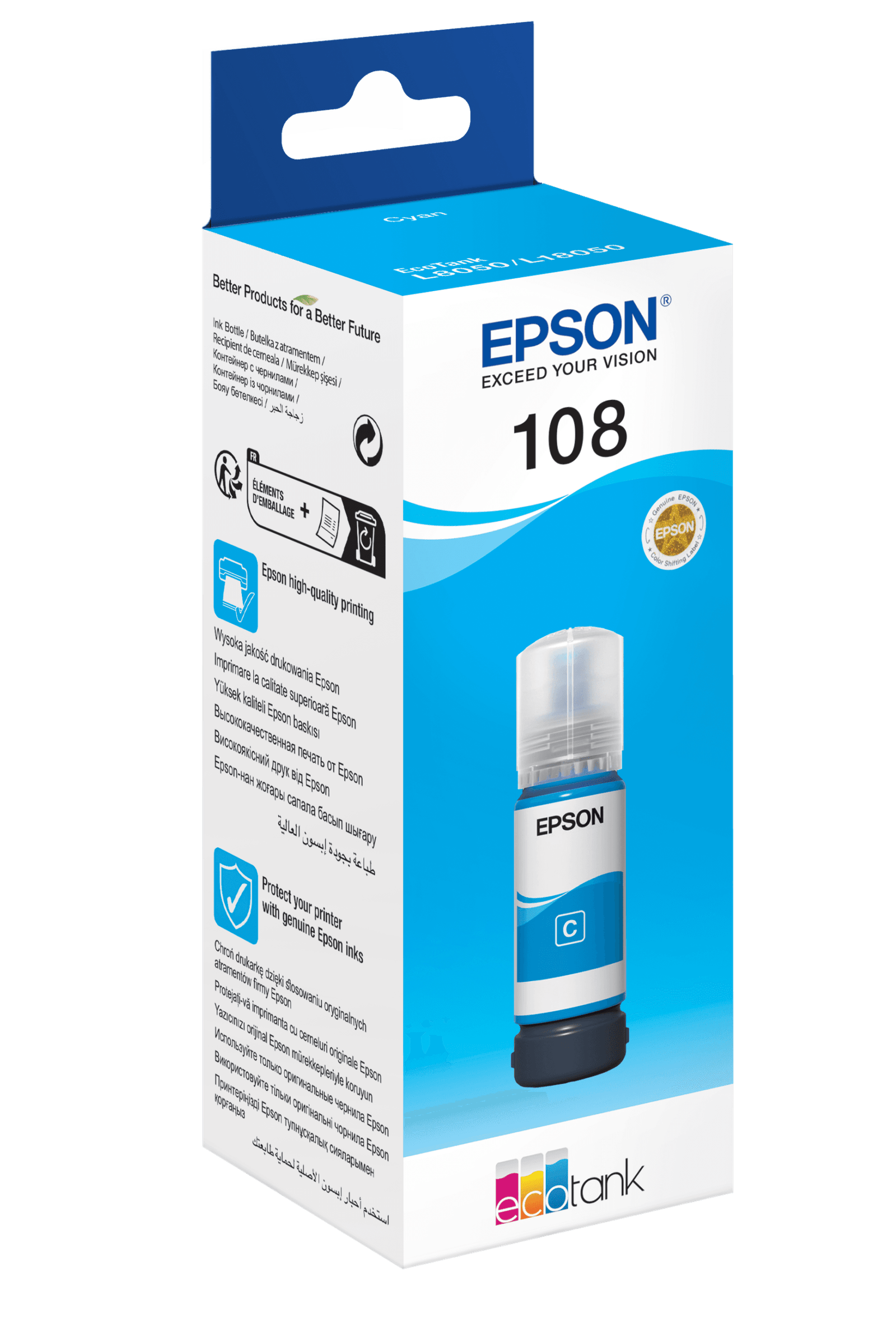 Epson 108 Cyan EcoTank Ink Bottle 70ml C13T09C24A Epson 108 Cyan EcoTank Ink Bottle 70ml C13T09C24A C13T09C24A