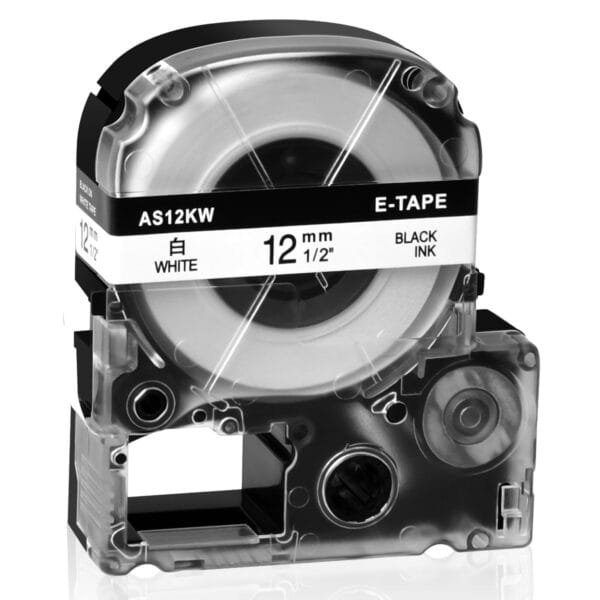 Epson SS-12KW 12mm Black on White Label Tape (8m) SS-12KW