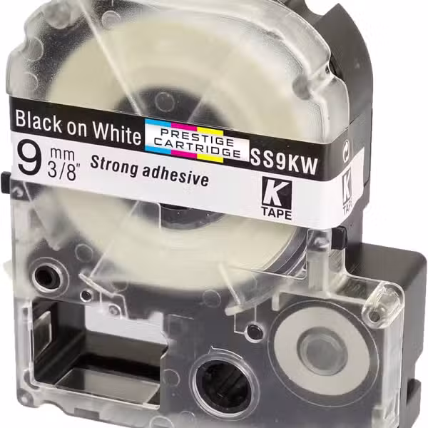 Epson SS-9KW 9mm x 8m Black on White Label Tape SS-9KW