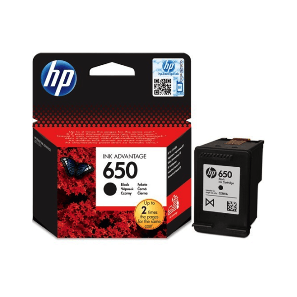 HP 650 Black Ink Cartridge CZ101AE ~360 Page Yield CZ101AE