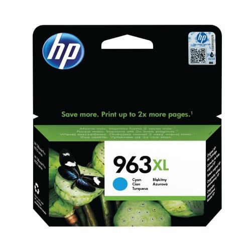 HP 963XL High Yield Cyan Original Ink Cartridge (3JA27AE) 1,600 Page Yield 3JA27AE