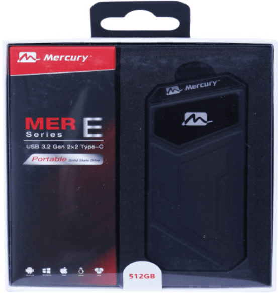 Mercury MERE-512 512GB Portable SSD, USB 3.2 Gen 2 Type-C, RGB Lighting MERCURY MERE-512