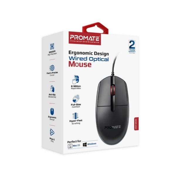 Promate CM-1200 Wired Optical Mouse 1200dpi 1.5m Cable CM-1200