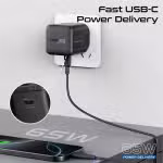 Promate Cubix-R65 65W GaNFast Retractable USB-C Adapter CUBIX-R65.UK.BLACK