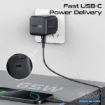 Promate Cubix-R65 65W GaNFast Retractable USB-C Adapter CUBIX-R65.UK.BLACK