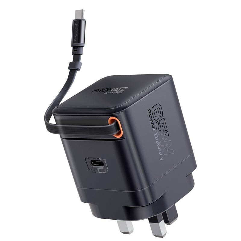 Promate Cubix-R65 65W GaNFast Retractable USB-C Adapter Promate Cubix-R65 65W GaNFast Retractable USB-C Adapter CUBIX-R65.UK.BLACK