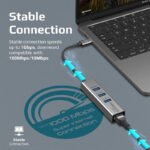 Promate GigaHub-C USB-C to 1000Mbps LAN and 3-Port USB 3.0 Hub GIGAHUB-C
