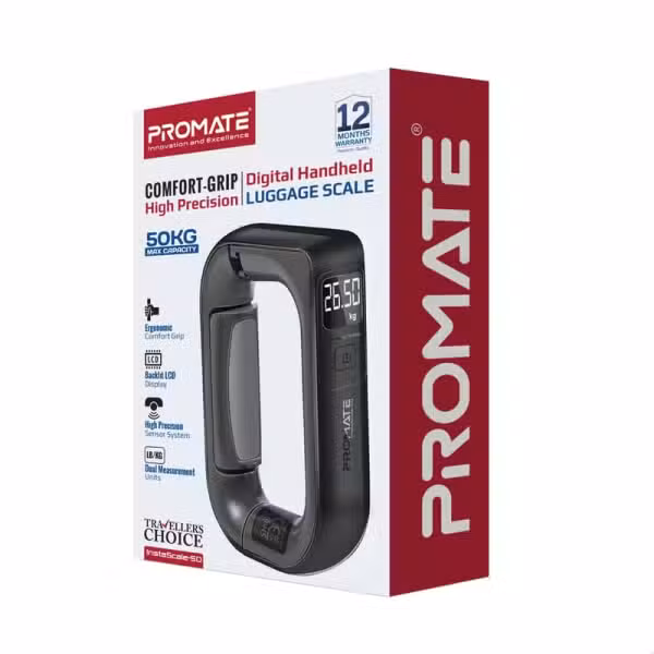 Promate InstaScale-50 Digital Luggage Scale 50kg Capacity LCD INSTASCALE-50.BLACK