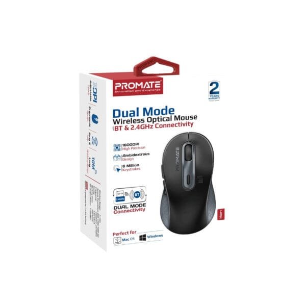 Promate Ken Dual Mode Wireless Mouse 1600DPI Bluetooth 2.4GHz KEN.BLACK/BLUE/WHITE/PINK