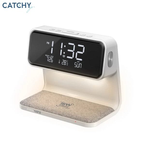 Promate Lumix-15W 15W Wireless Charger with LED Alarm Clock LUMIX-15W.WHITE