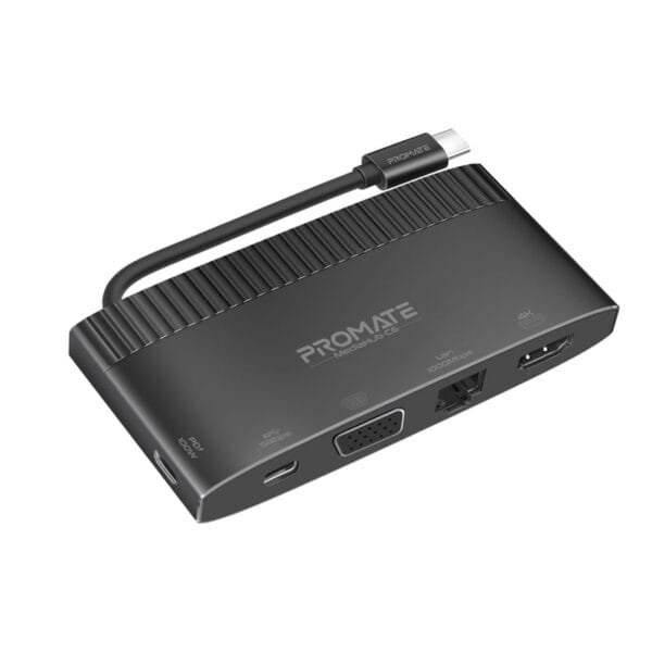 Promate MediaHub-C6 6-in-1 USB-C Hub with 100W PD, 4K HDMI, and Gigabit Ethernet MEDIAHUB-C6
