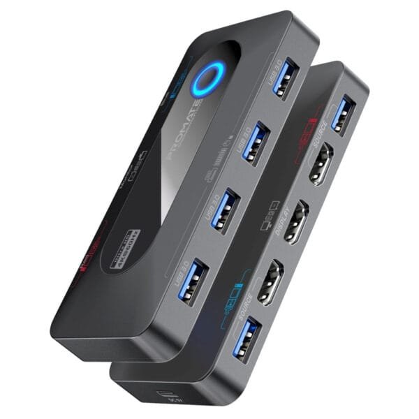 Promate MediaSwitch-KVM 2-Port 4K@60Hz HDMI KVM Switch with USB Hub MediaSwitch-KVM