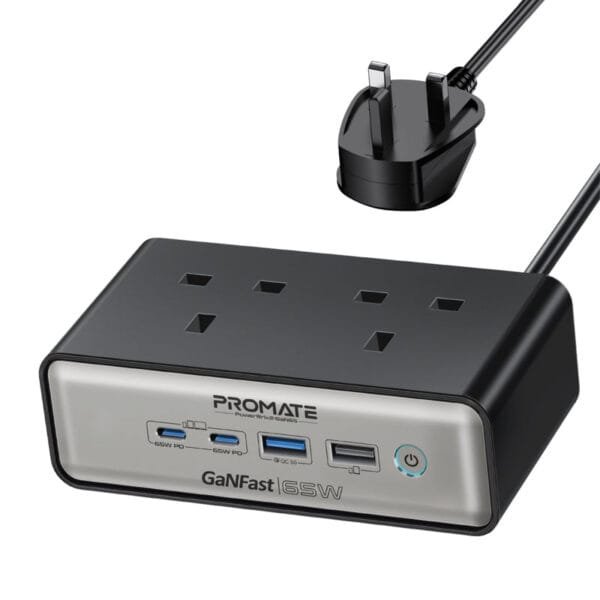 Promate PowerBrix2-GaN65 65W GaN Charging Station with Dual AC Sockets POWERBRIX2-GAN65
