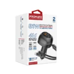 Promate PowerDrive-RCI81 81W Car Charger with Dual Retractable PD Cables POWERDRIVE-RCI81